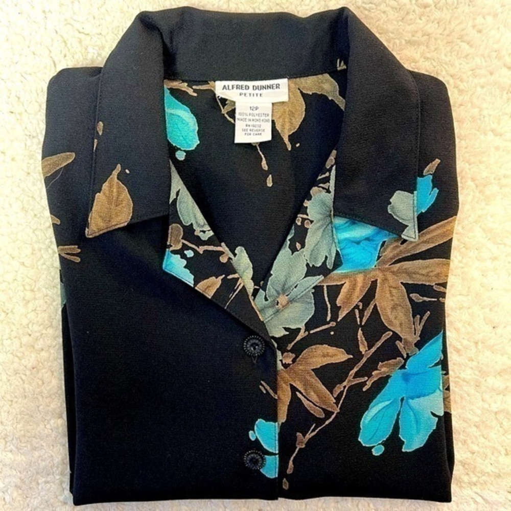 Alfred Dunner 100% Polyester Women's Button Blouse Petite Size 12P
